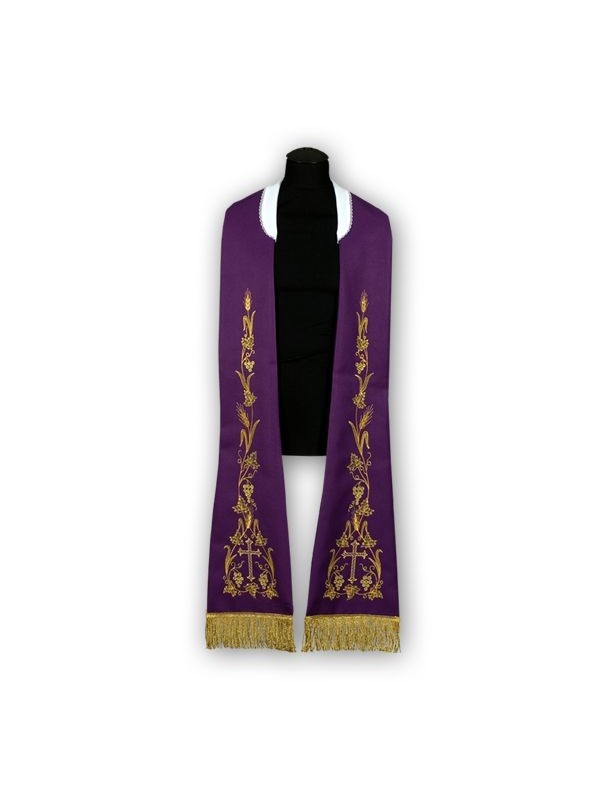 Étole violette - motif romain, brodée