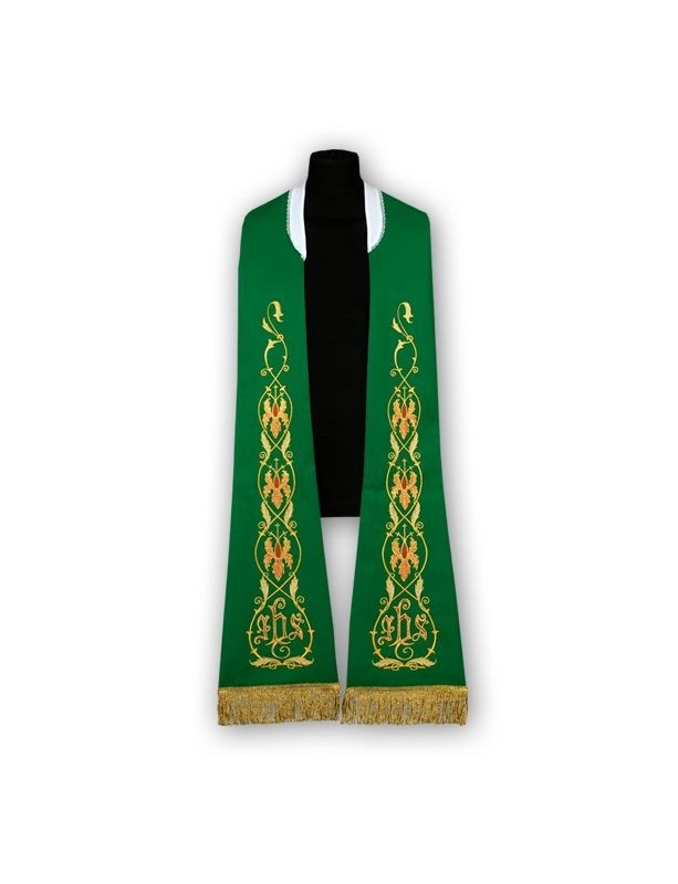 Πράσινο επιτραχήλιο - ρωμαϊκό σχέδιο, με κέντημα