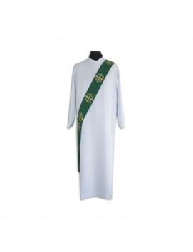 Stola del diacono verde - ricamo croci di Gerusalemme