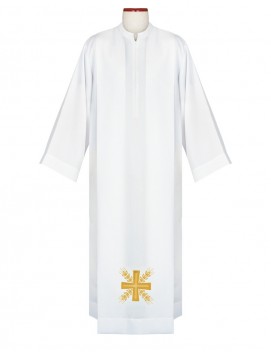 Priest alb with embroidered gold cross