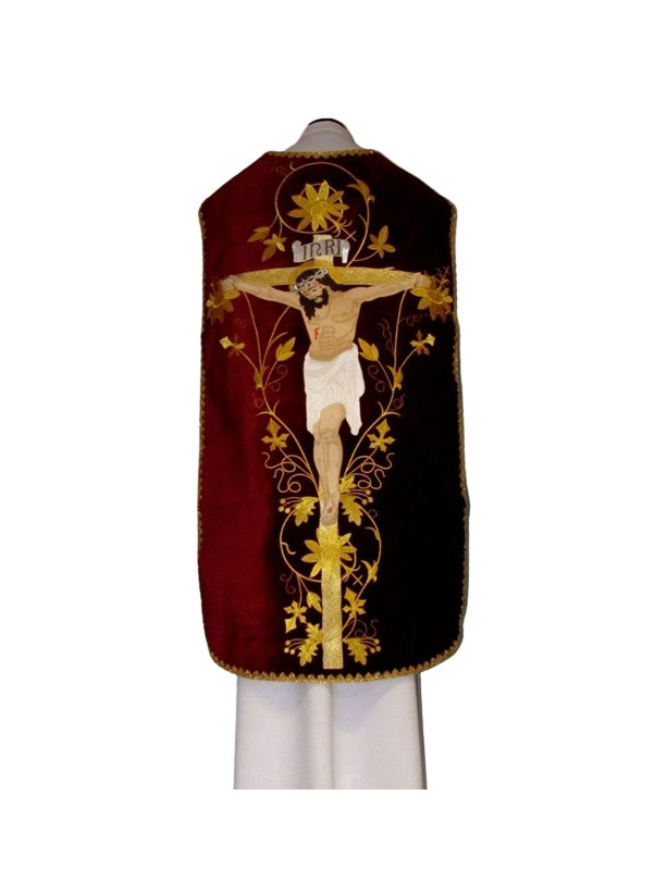 Römisches Messgewand violett, Christus, der Gekreuzigte