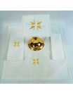 Liturgical Altar Linens Set with Gold Cross Embroidery