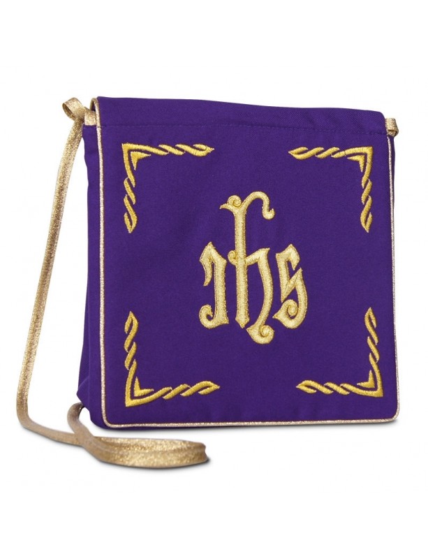 IHS embroidered burse - purple (B).