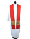 Clergy Stole in Red with Gold Jerusalem Cross Embroidery