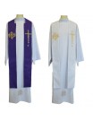 Double-sided violet and white IHS priest's stole