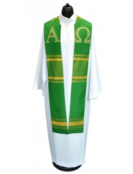 Étole verte Alpha et Oméga