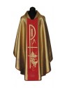 Gold Chasuble with Red Chi-Rho Embroidered and Grape Motif