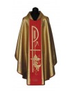 Gold Chasuble with Red Chi-Rho Embroidered and Grape Motif