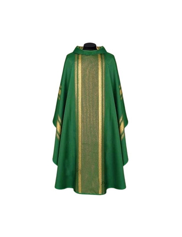 Casula de tecido dourado fluido verde