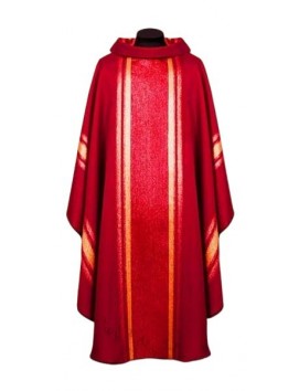 Tissu de chasuble fluide rouge-or (47A)