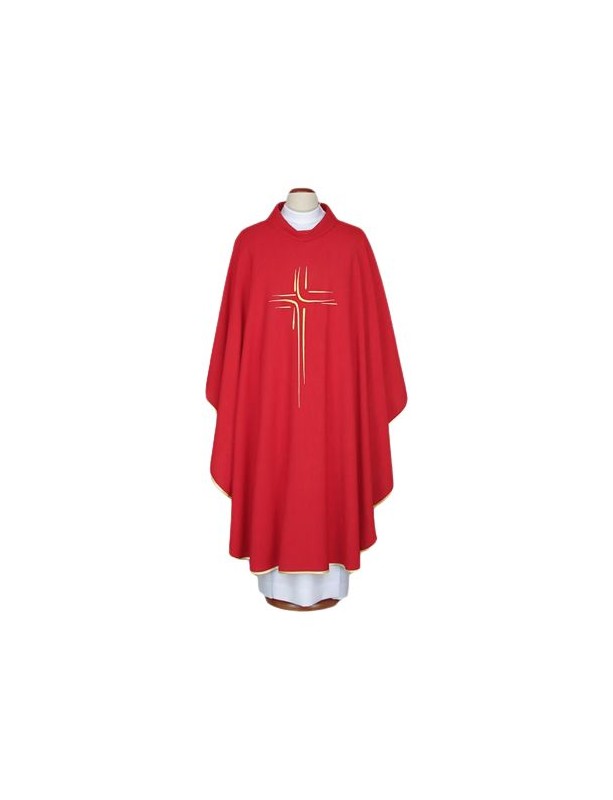 Embroidered chasuble red - cross