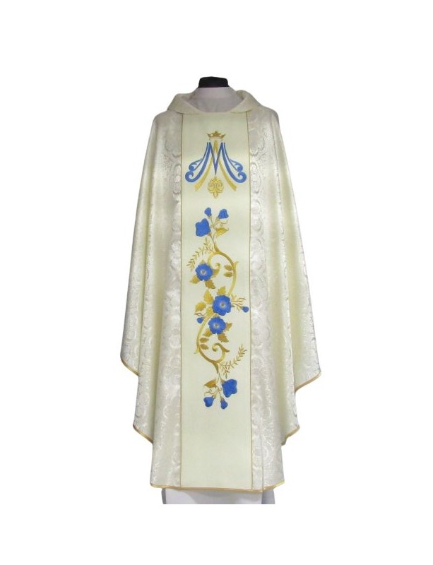 Marian chasuble with embroidered belt, rosette fabric